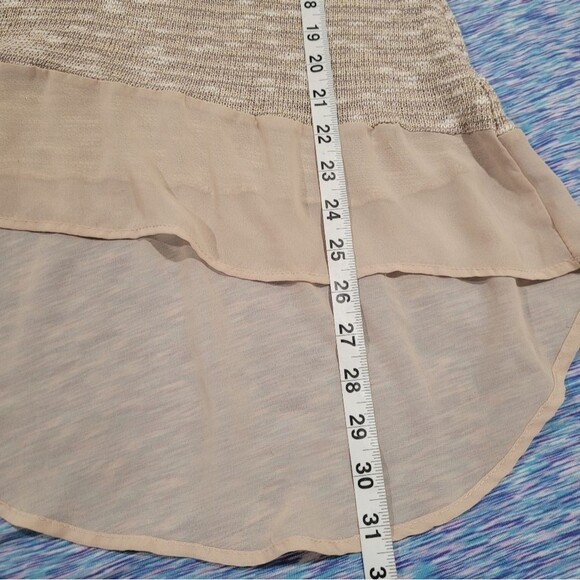 LUSH Size Small Beige Knit Long sleeve with Sheer Hem - Picture 3 of 7
